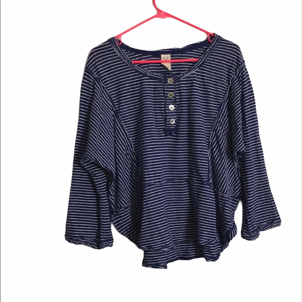 Free People We The Free Stripe Distressed Shirt